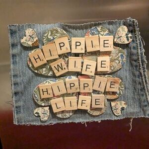 Hippie Wife Hippie Life Denim Jumbo Magnet